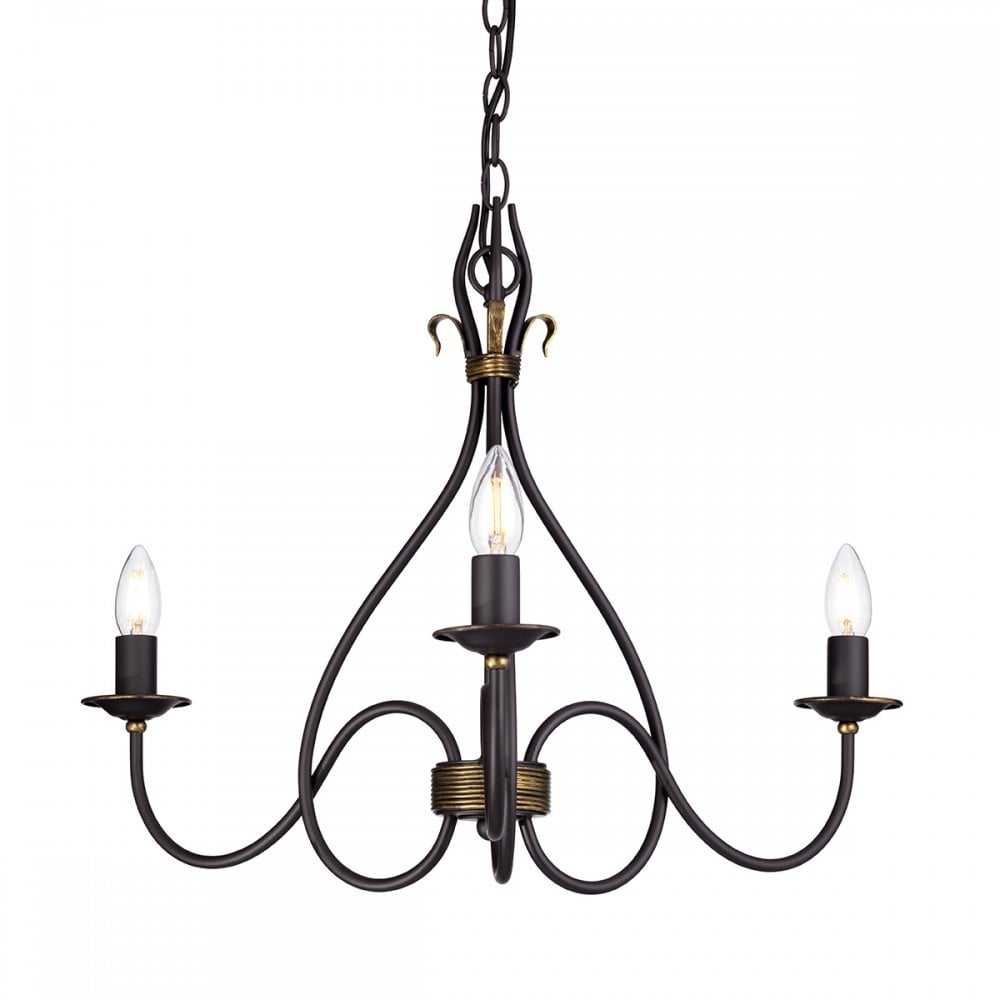 WM3 Windemere Three Light Chandelier Rust/gold