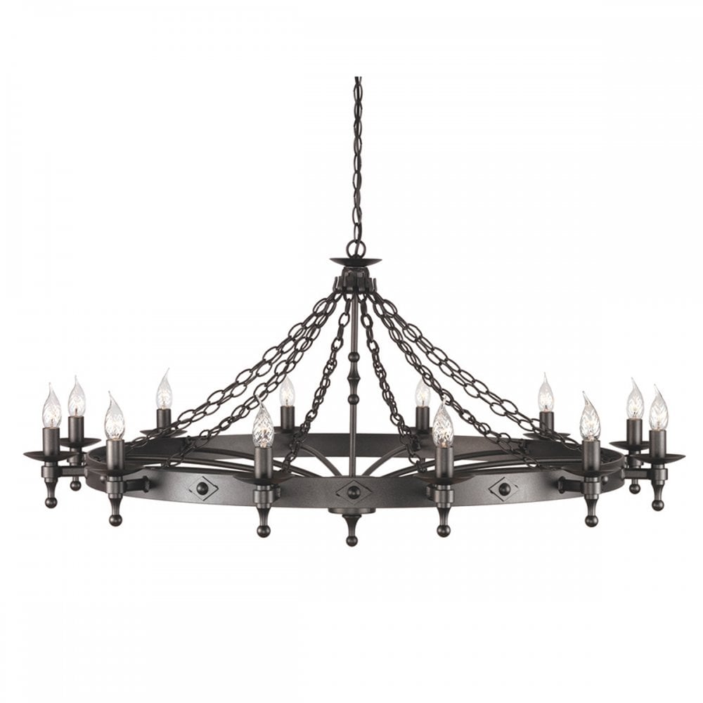 WR12 GRAPHITE Warwick Twelve Light Chandelier Graphite Black