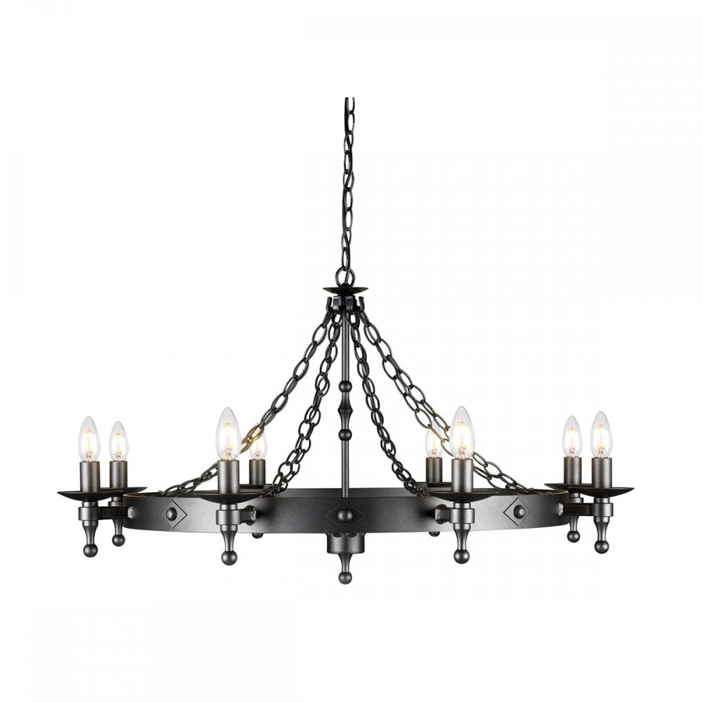 WR8 GRAPHITE Warwick Eight Light Chandelier Graphite Black