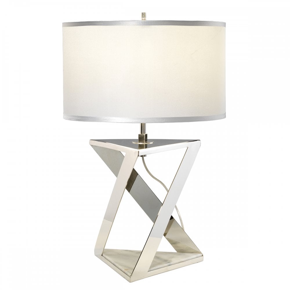 AEGEUS/TL Aegeus Table Lamp Polished Nickel And White Marble Base