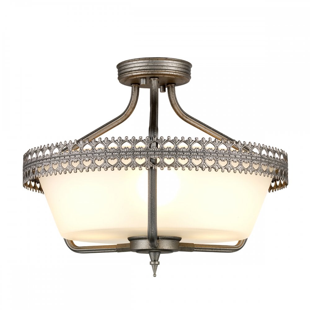 CROWN/SF Crown 3 Light Semi-flush/Pendant Iron Gate