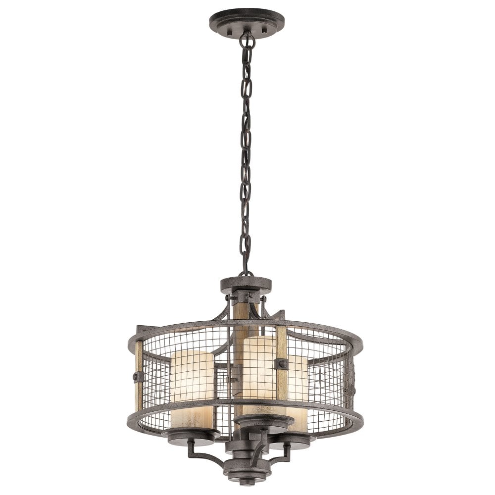 KL/AHRENDALE3 Ahrendale 3 Light Duo-mount Chandelier Anvil Iron (S)