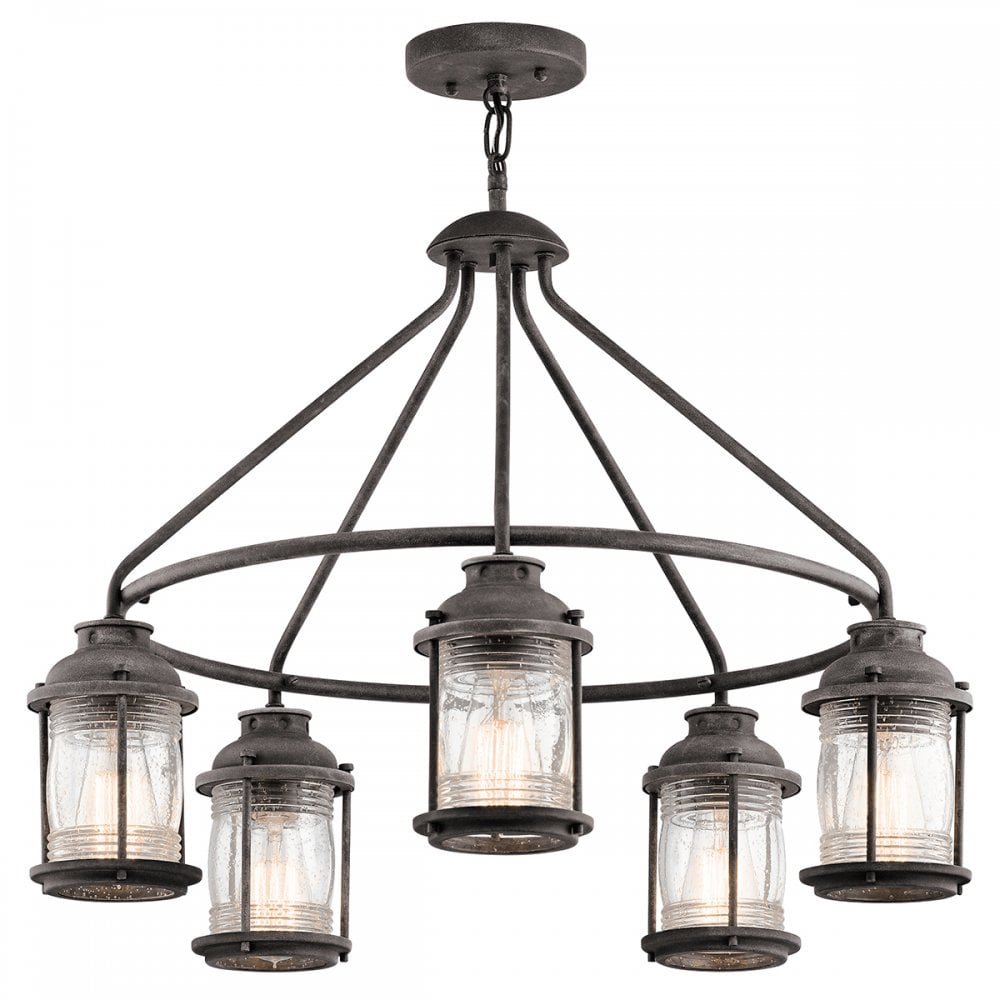 KL/ASHLANDBAY/5P Ashlandbay 5 Light Outdoor Chandelier Weathered Zinc