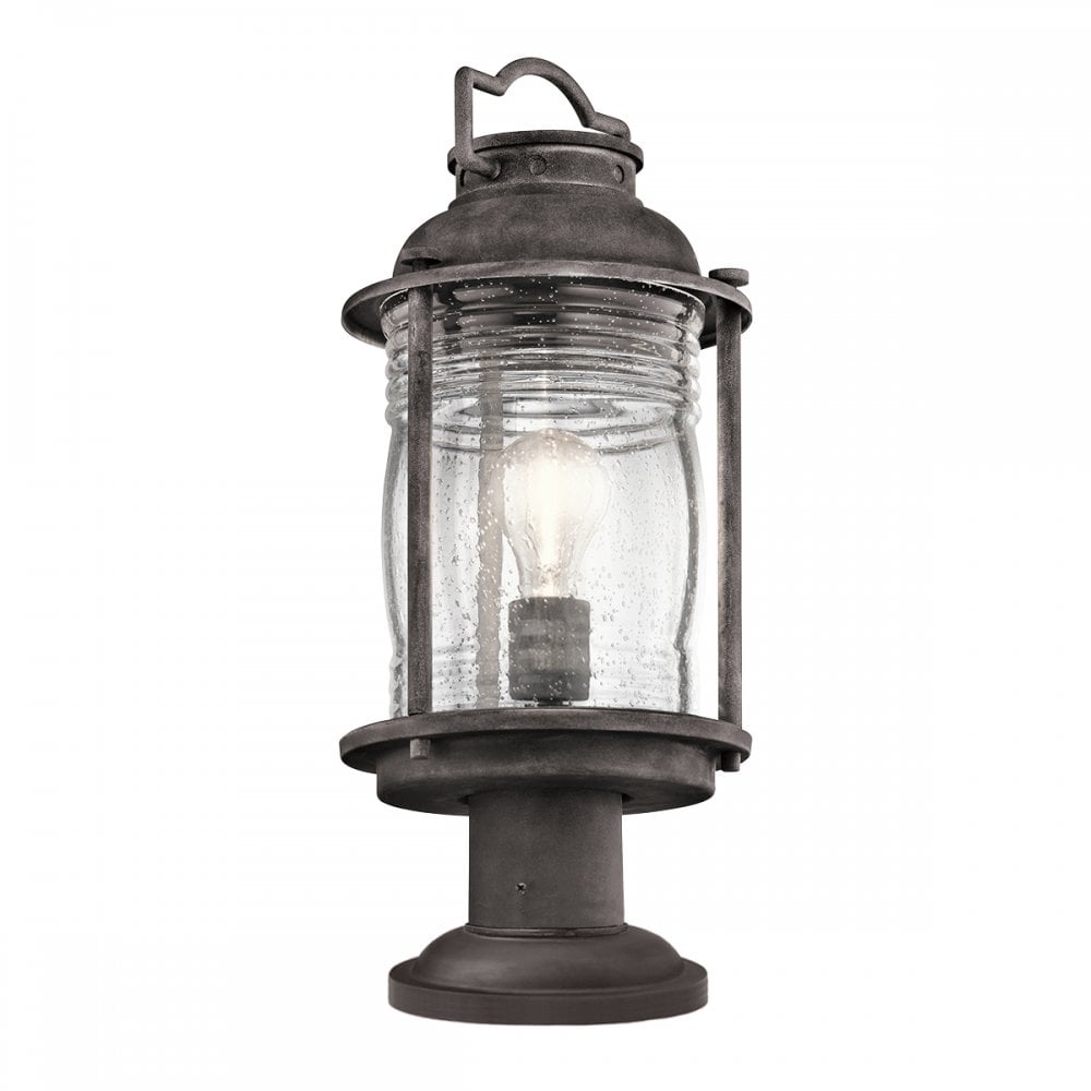KL/ASHLANDBAY3/M Ashlandbay Medium Pedestal Lantern Weathered Zinc