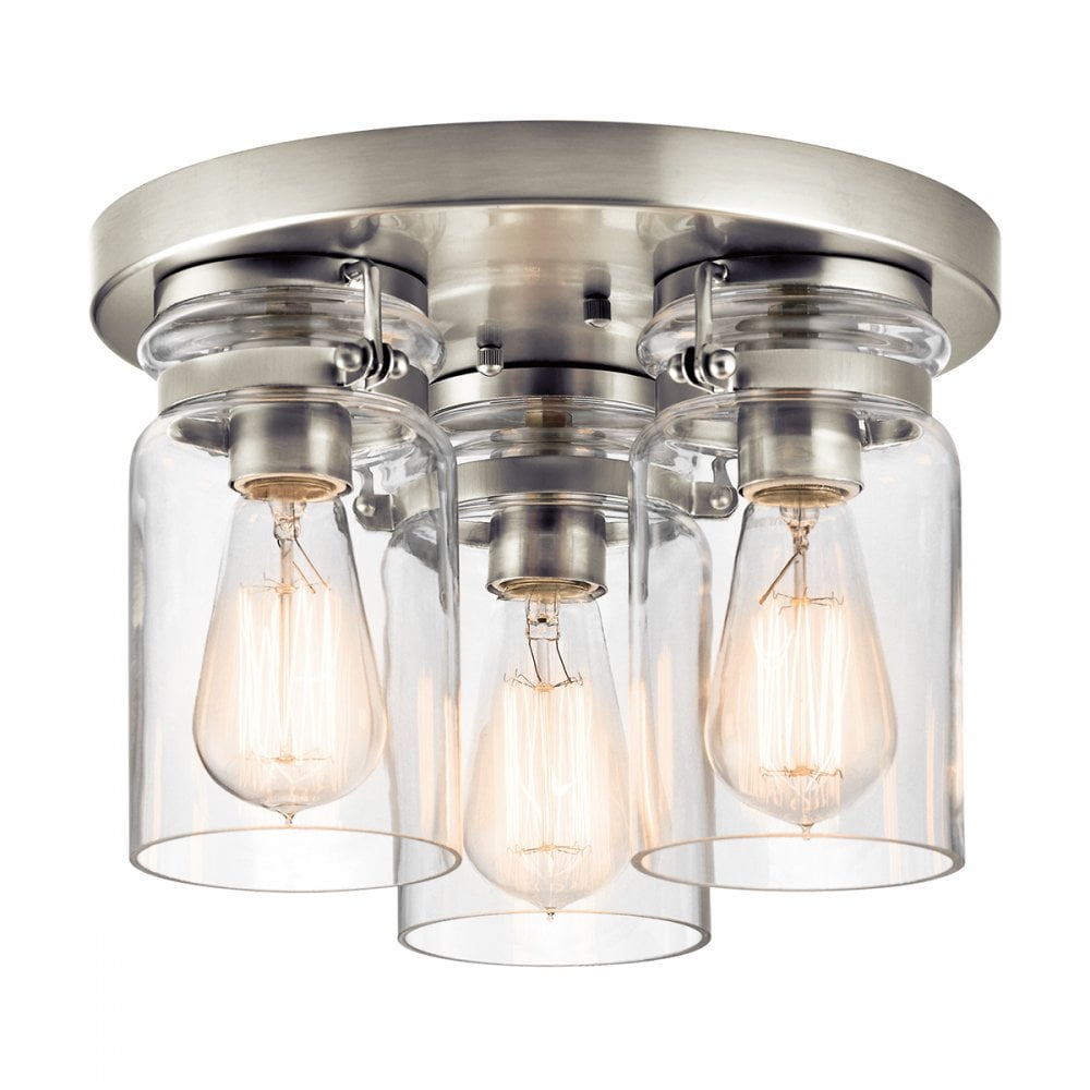 KL/BRINLEY/F NI Brinley 3 Light Flush Mount Brushed Nickel