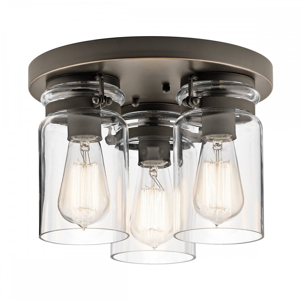 KL/BRINLEY/F OZ Brinley 3 Light Flush Mount Brushed Nickel