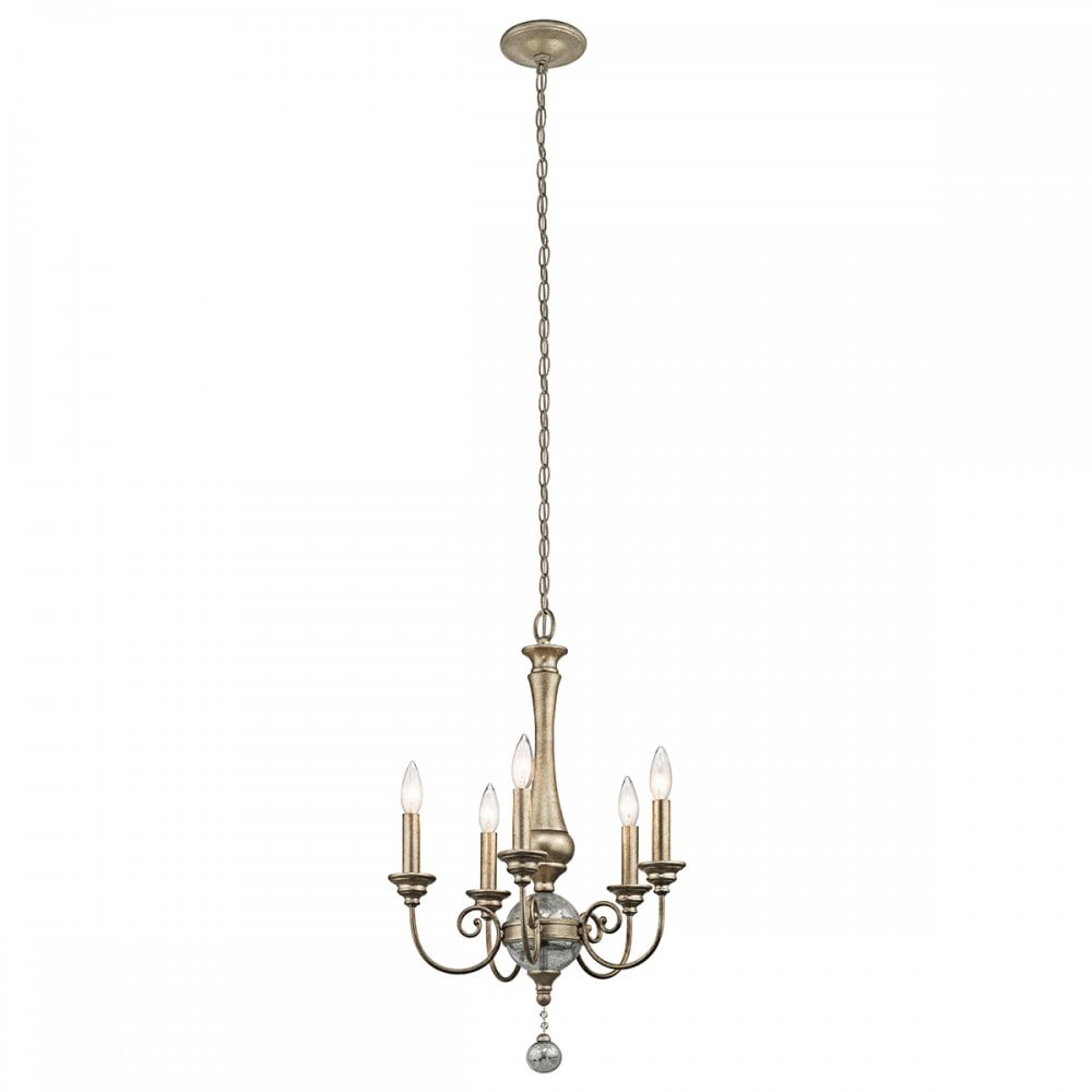 KL/ROSALIE/5A Rosalie 5 Light Mini Chandelier Sterling Gold