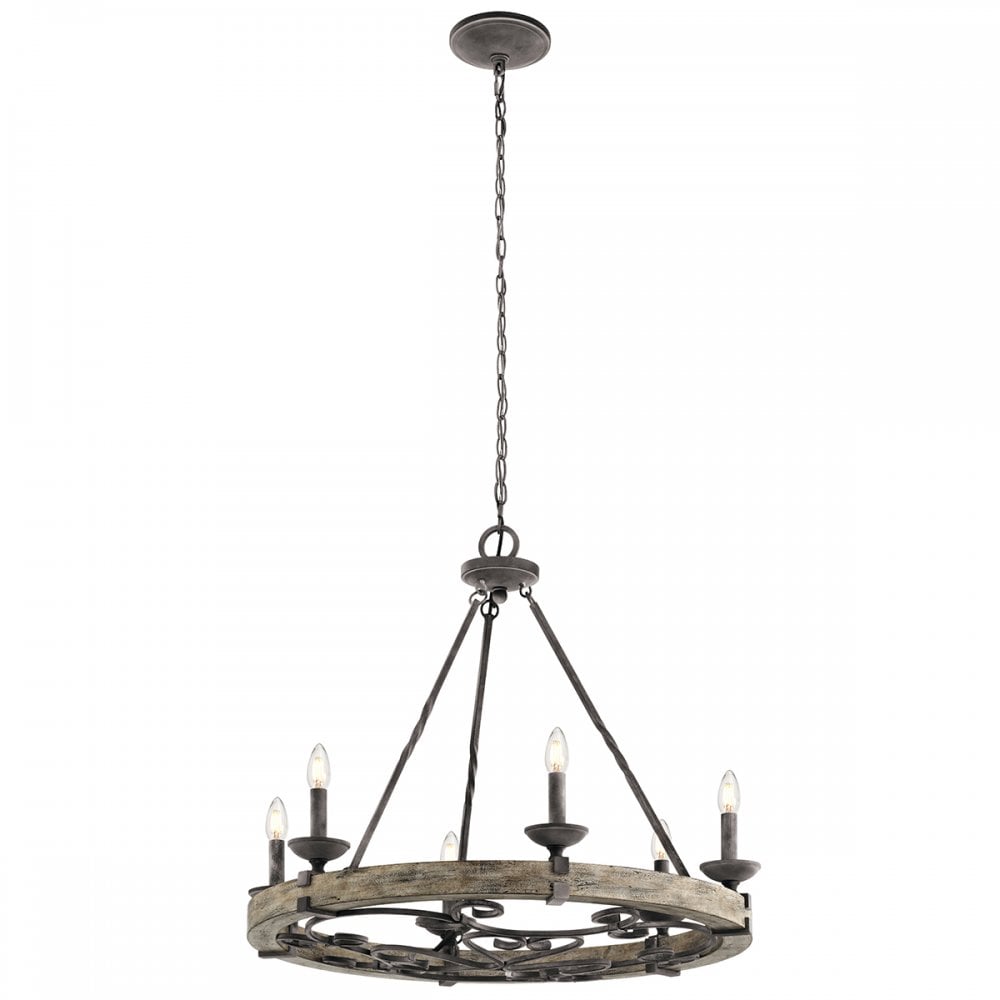 KL/TAULBEE6 Taulbee 6 Light Chandelier Weathered Zinc