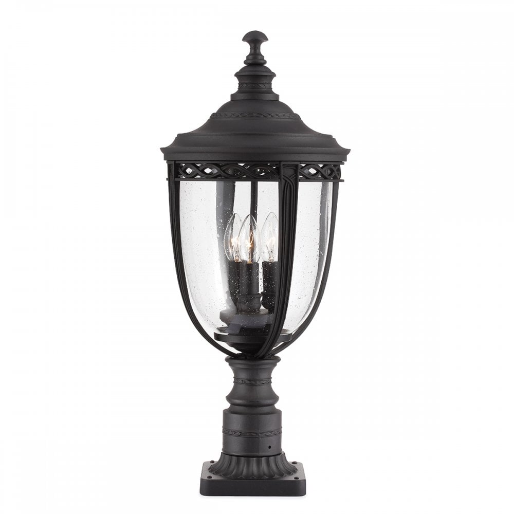 FE/EB3/L BLK English Bridle 3 Light Large Pedestal Black