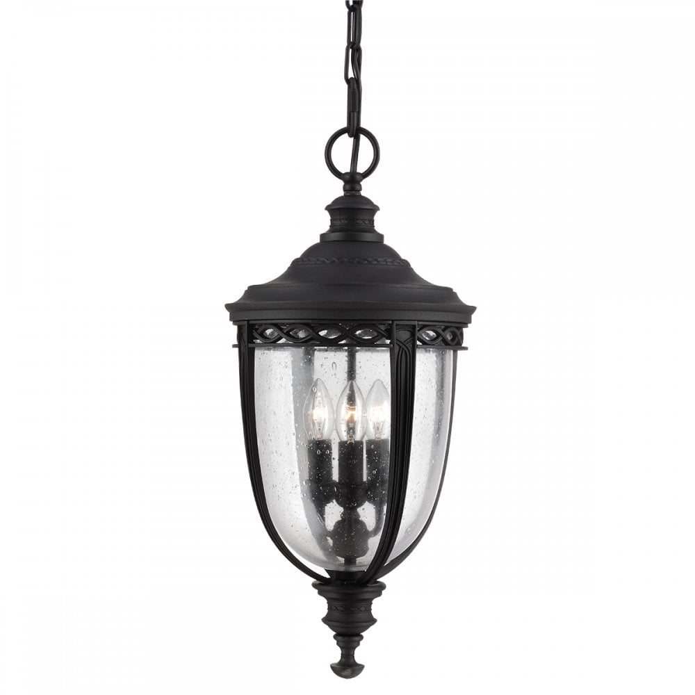FE/EB8/L BLK English Bridle 3 Light Large Chain Lantern Black
