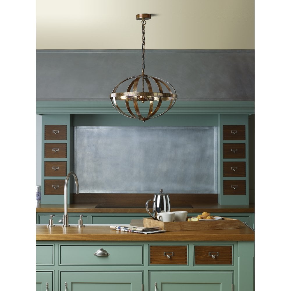 Dar SYM0664 Symbol 6 Light Pendant Petrol Copper