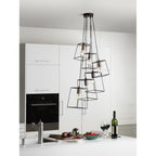 Dar TOW0622 Tower 6 Light Cluster Pendant Black