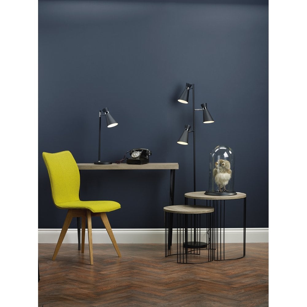 Dar ASH4122 Ashworth Table Lamp Black Polished Chrome
