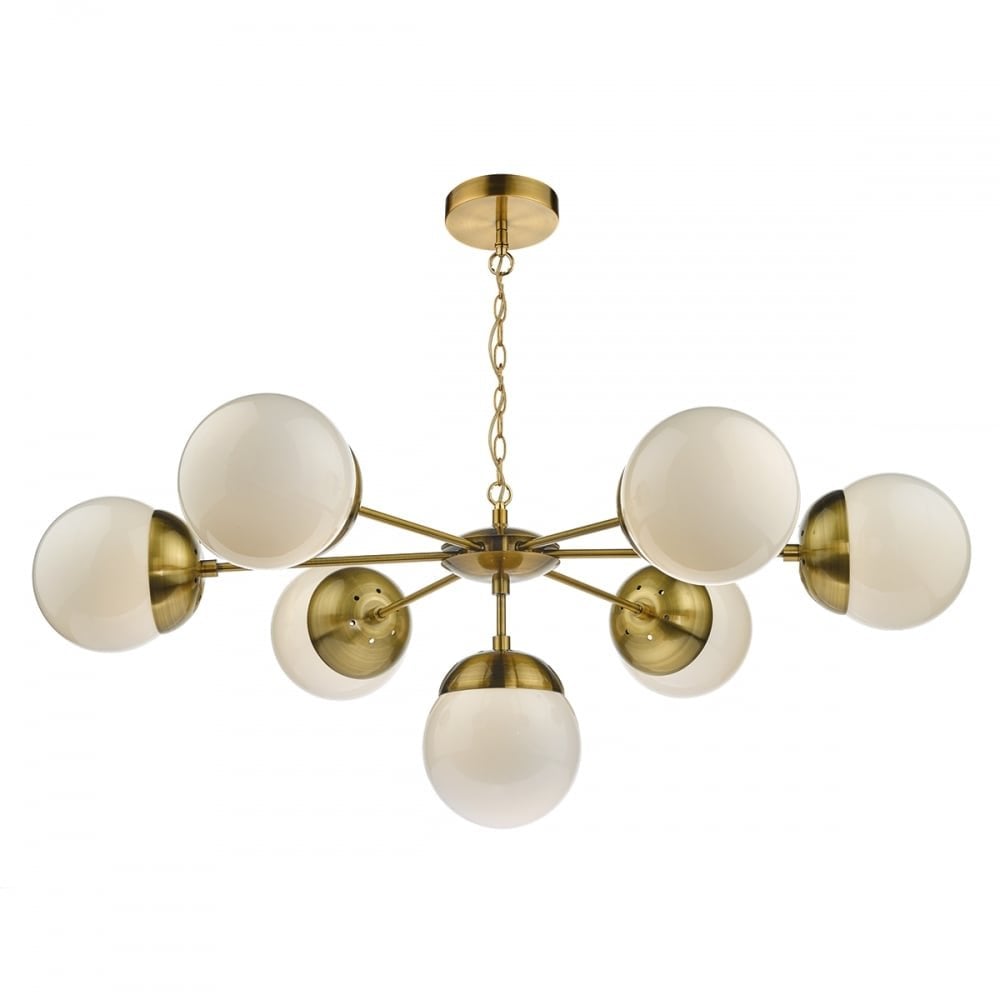 Dar BOM3435 Bombazine 7 Light Pendant Antique Brass