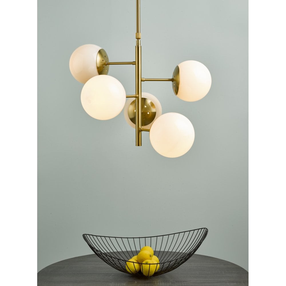 Dar BOM3435 Bombazine 7 Light Pendant Antique Brass