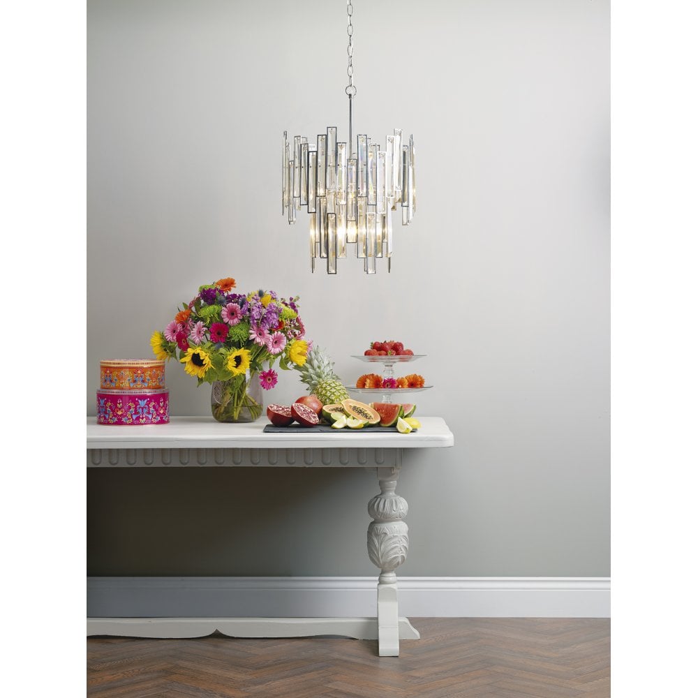 Dar ODI0620 Odile 6 Light 2 Tier Pendant Champagne Gold Crystal