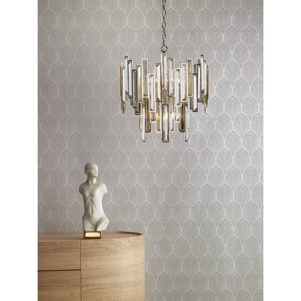 Dar ODI0620 Odile 6 Light 2 Tier Pendant Champagne Gold Crystal