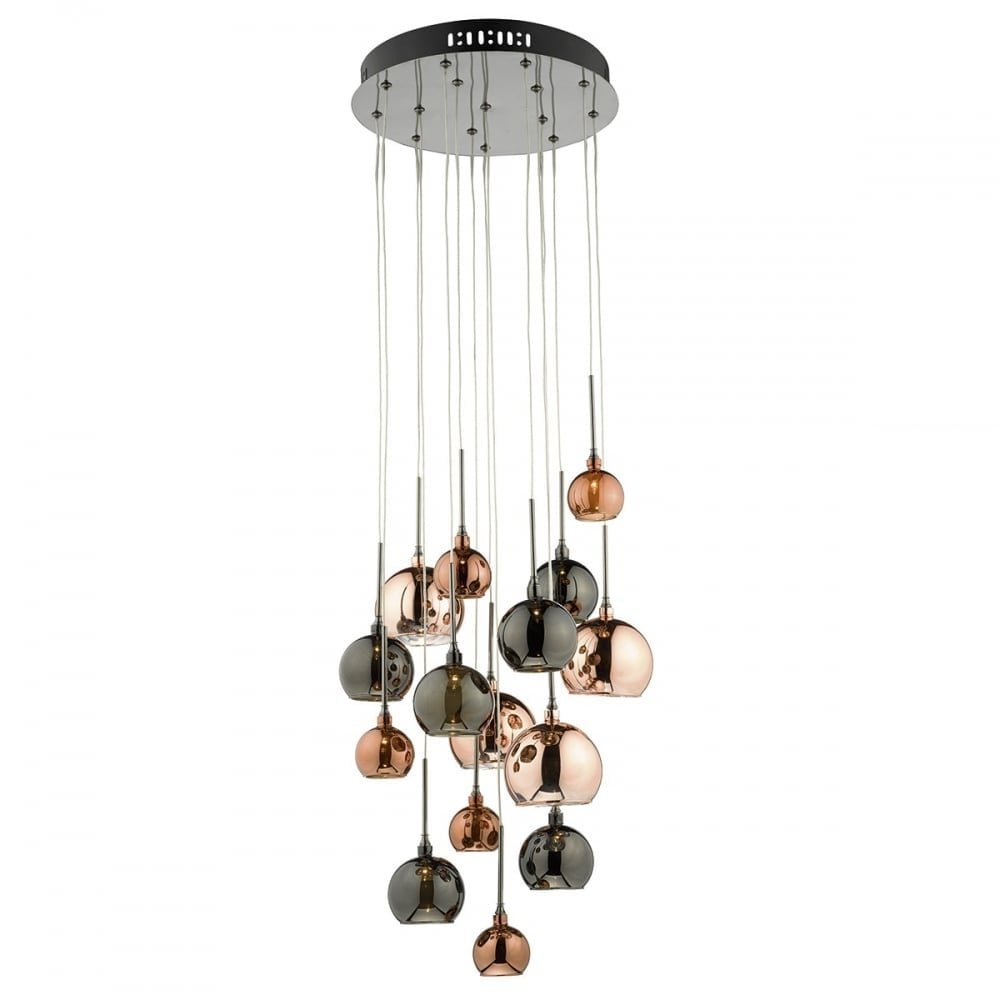Dar AUR1564 Aurelia 15 Light Pendant Copper And Bronze