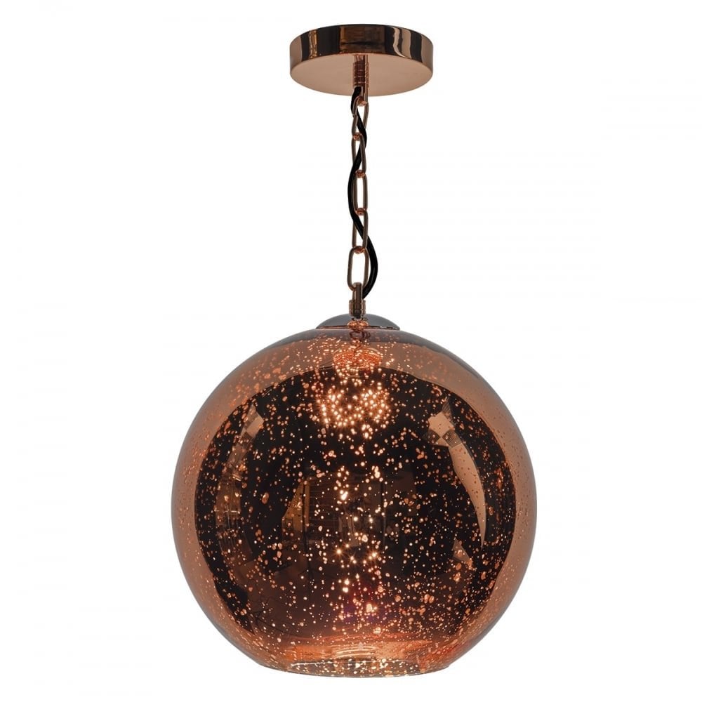 Dar SPE0164 Speckle 1 Light Pendant Speckled Copper Glass