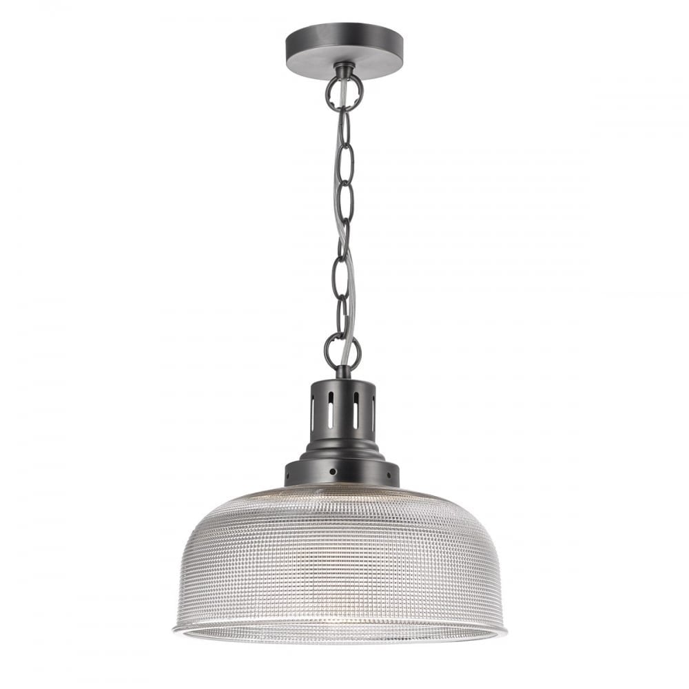 Dar TAC0161 Tack 1 Light Glass Pendant Industrial Nickel (S)