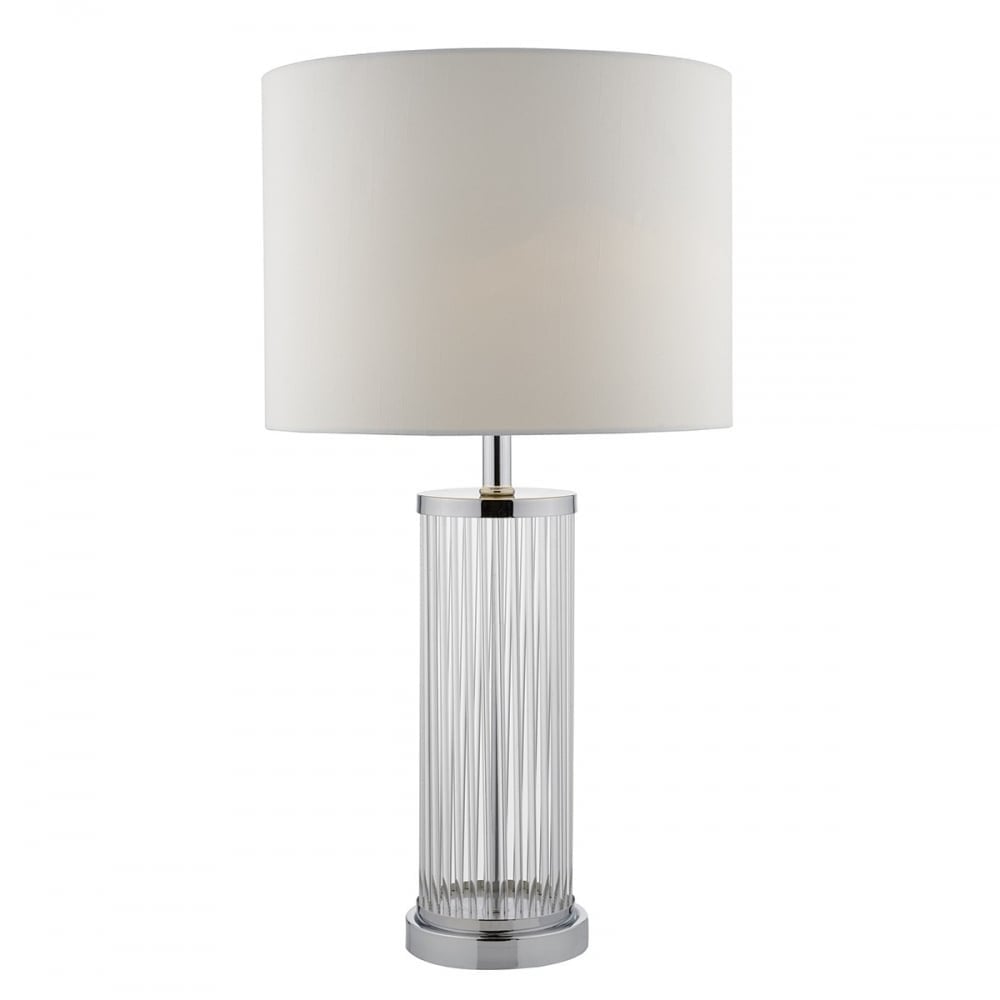 Dar OLA4350/X Olalla Table Lamp Polished Chrome Clear Glass With Shade