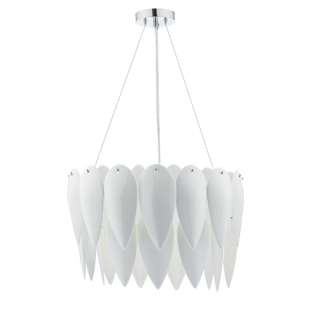 Dar PHI032 Phillipa 3 Light Pendant White Ceramic