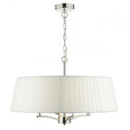 Dar CRI042 Cristin 4 Light Pendant Polished Nickel With Shade