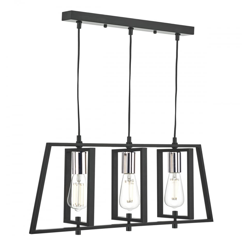 Dar DAX0350 Dax 3 Light Bar Pendant Black/ Chrome