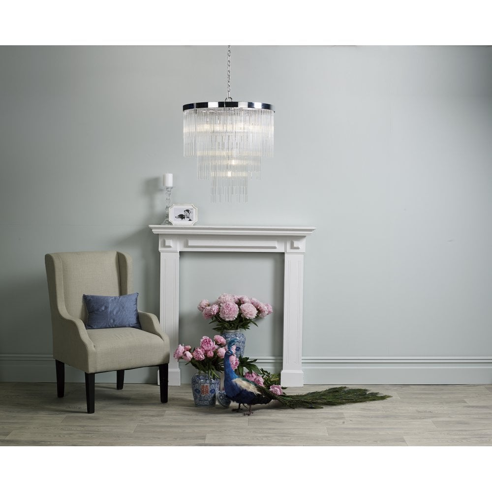 Dar ISL3450 Isla 7 Light Pendant Polished Chrome/ Clear Glass