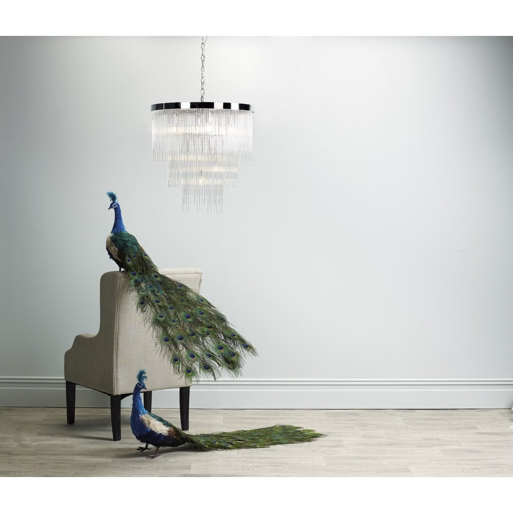 Dar ISL3450 Isla 7 Light Pendant Polished Chrome/ Clear Glass