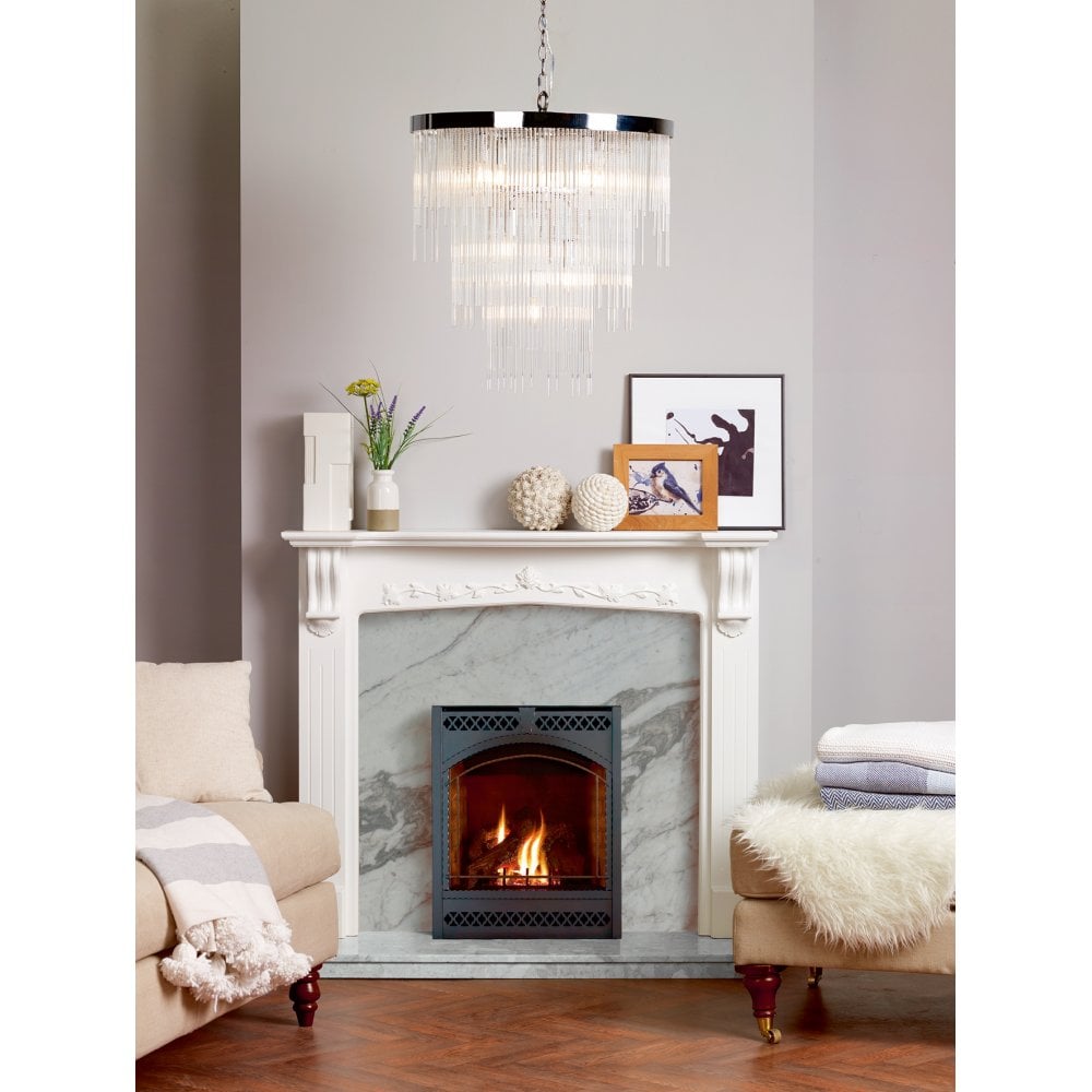 Dar ISL3450 Isla 7 Light Pendant Polished Chrome/ Clear Glass