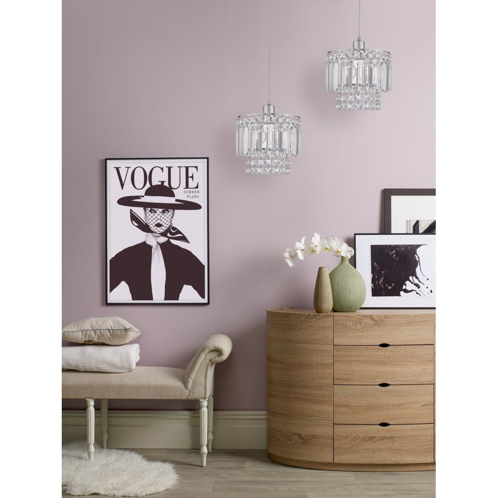 Dar KYL6550 Kyla Easy Fit Pendant Polished Chrome/ Clear