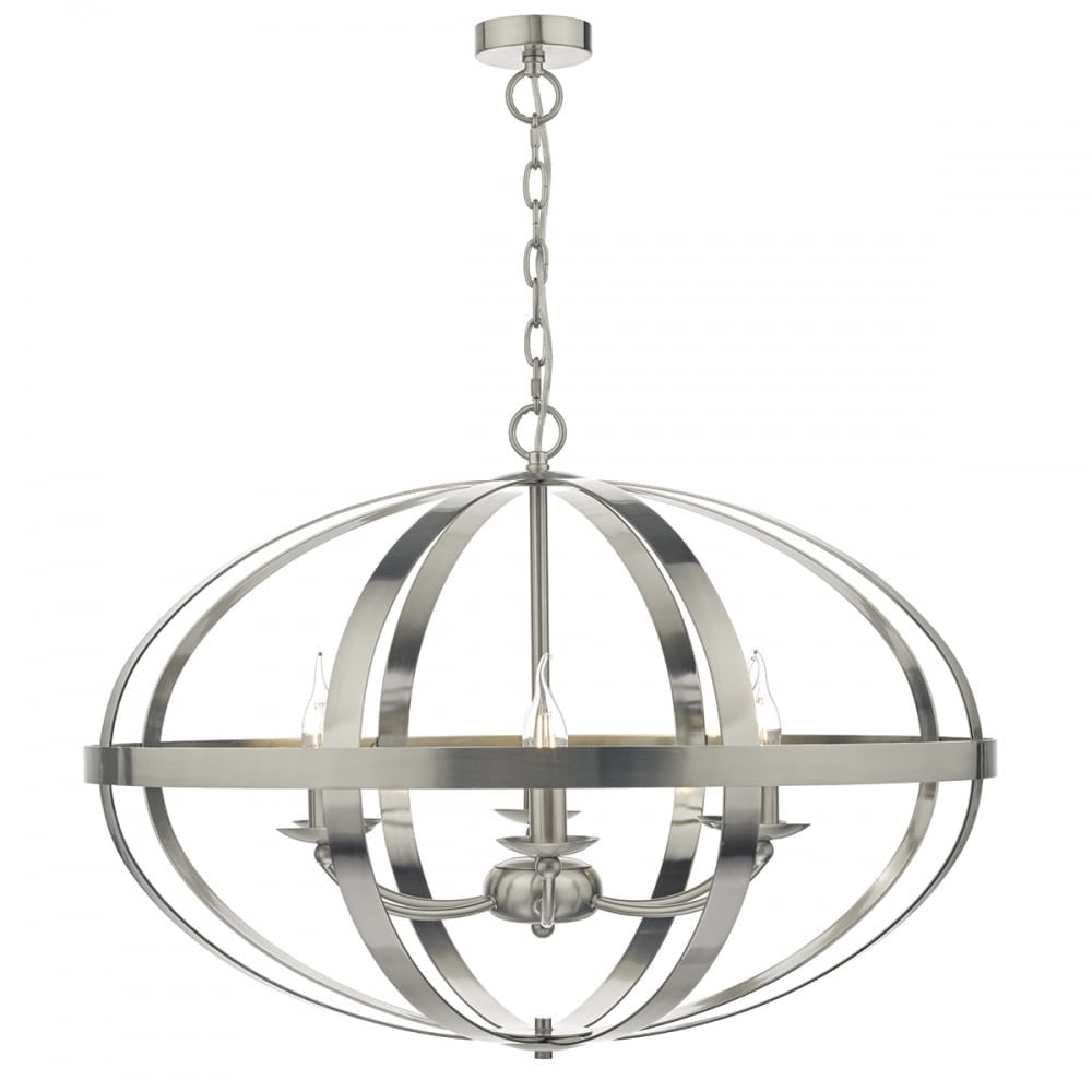 Dar SYM0646 Symbol 6 Light Pendant Satin Chrome