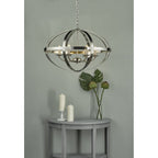 Dar SYM0646 Symbol 6 Light Pendant Satin Chrome