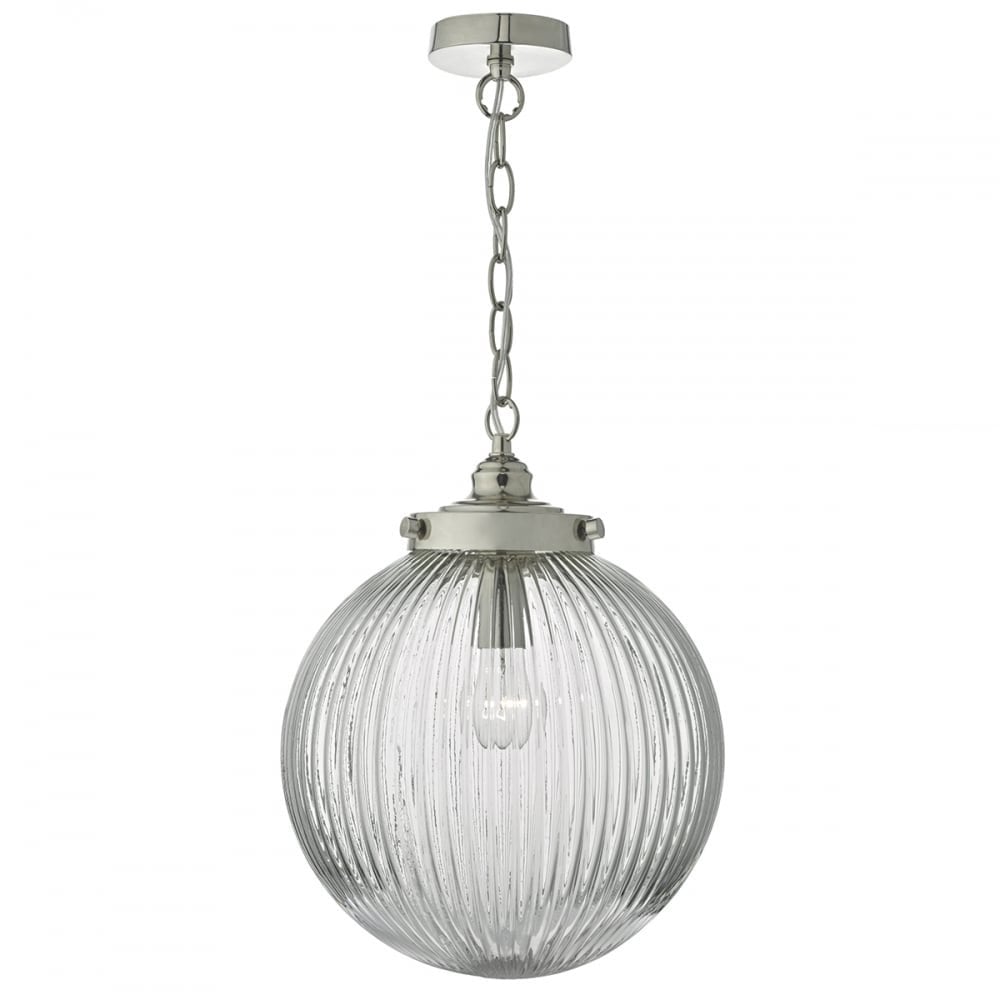 Dar TAM0138 Tamara 1 Light Pendant Satin Nickel/ Clear