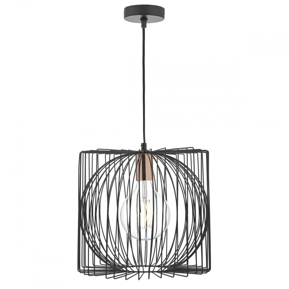Dar TAP0122 Taplow 1 Light Pendant Black/ Copper