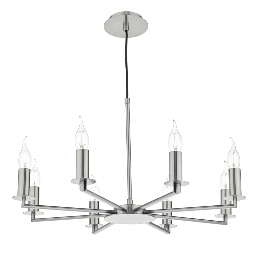 Dar TYL0838 Tyler 8 Light Height Adjustable Pendant Satin Nickel