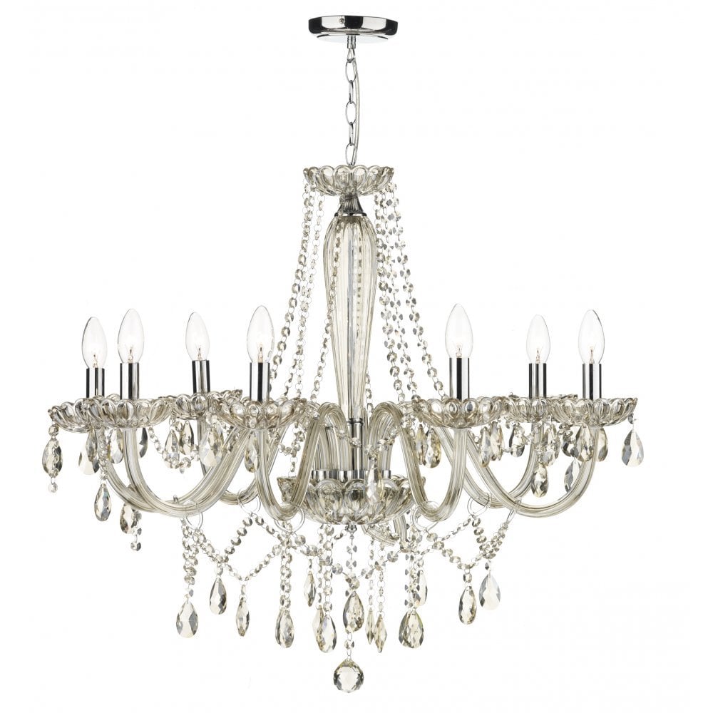 Dar RAP0806 Raphael 8 Light Chandelier Champagne Crystal