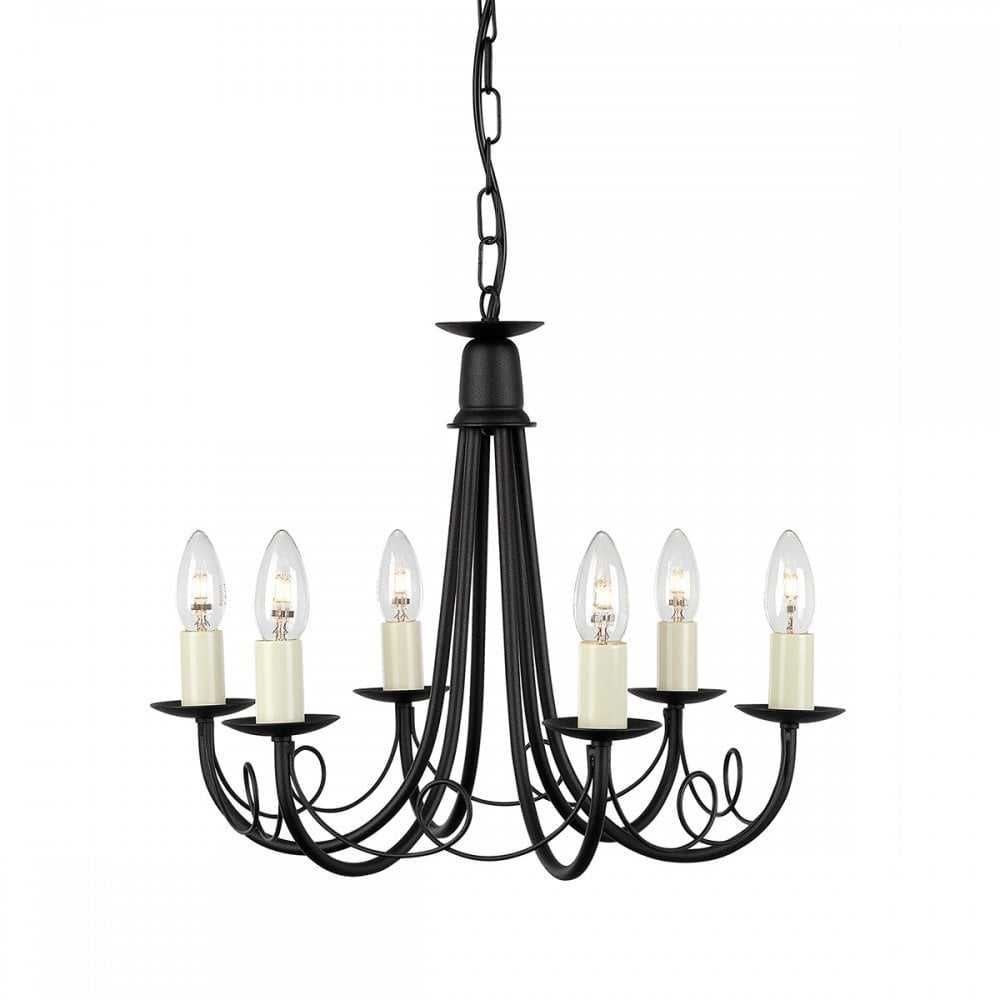 MN6 BLACK Minster Six Light Chandelier Black