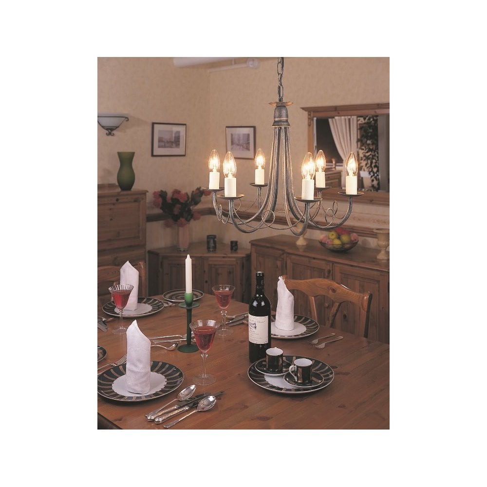 MN6 BLACK Minster Six Light Chandelier Black