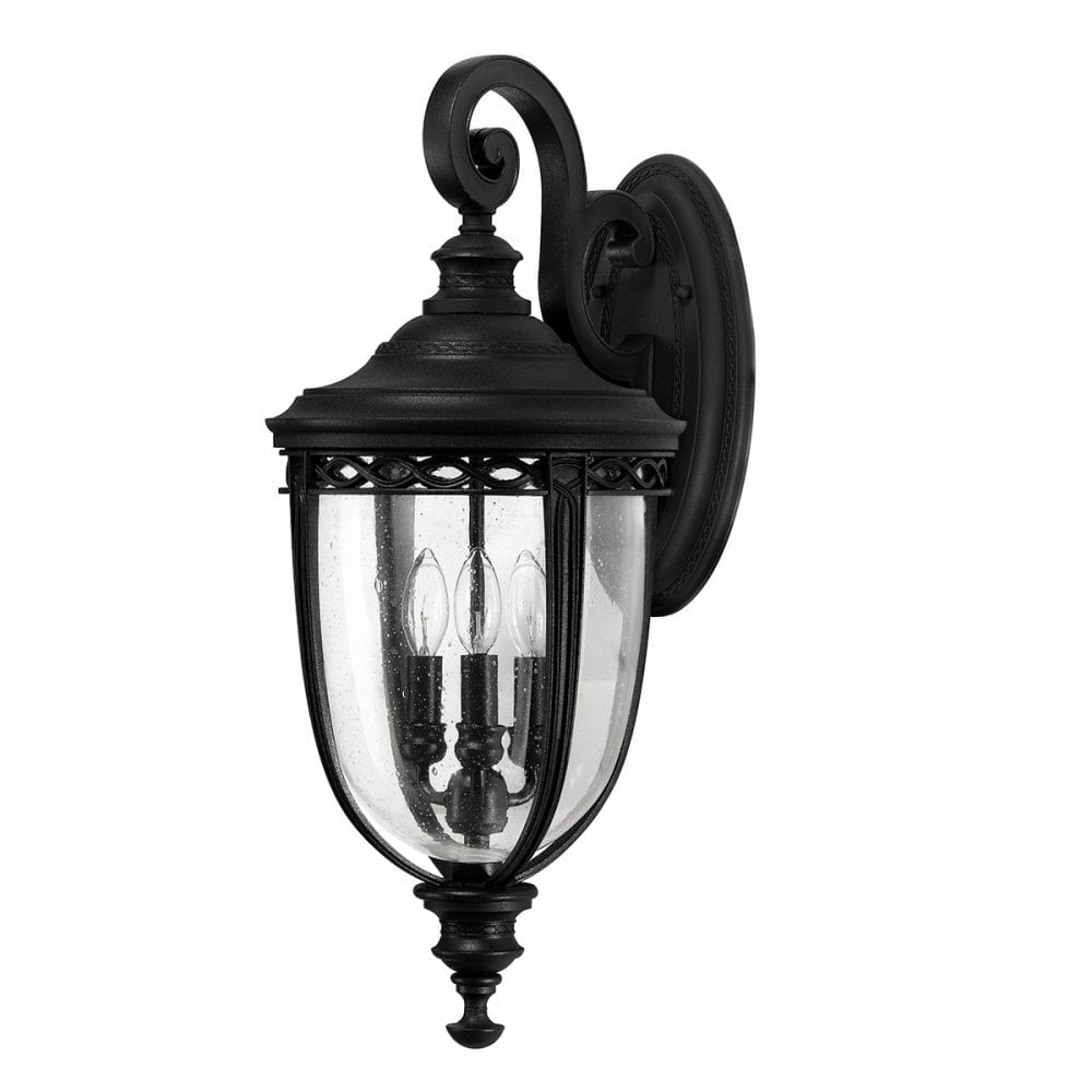 FE/EB2/L BLK English Bridle 3 Light Large Wall Lantern Black (S)