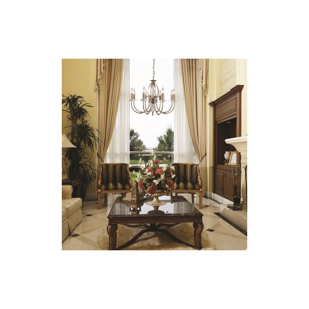 AG8 AGED BRASS Aegean Eight Light Chandelier Aged Brass