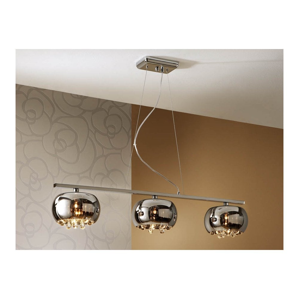 509213 Argos 3 Light Bar Pendant Crystal Chrome Clear