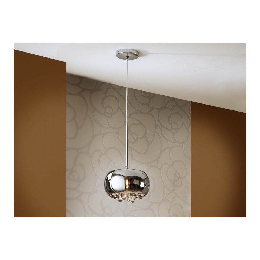 509010 Argos 1 Light Pendant Crystal Chrome Clear