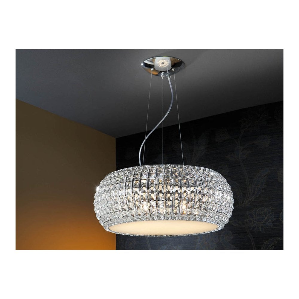 507514 Diamond 9 Light Pendant Crystal Chrome Clear