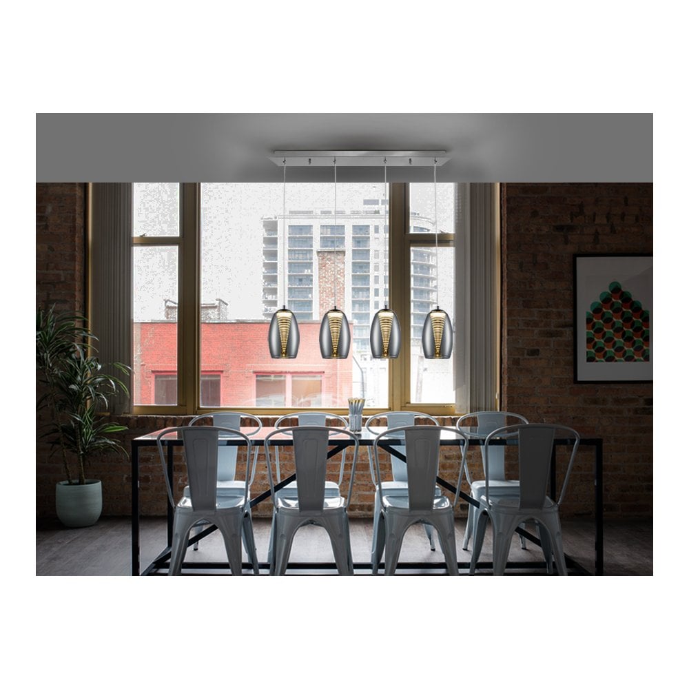 584214 Nebula 4 LED Light Bar Pendant Chrome Clear