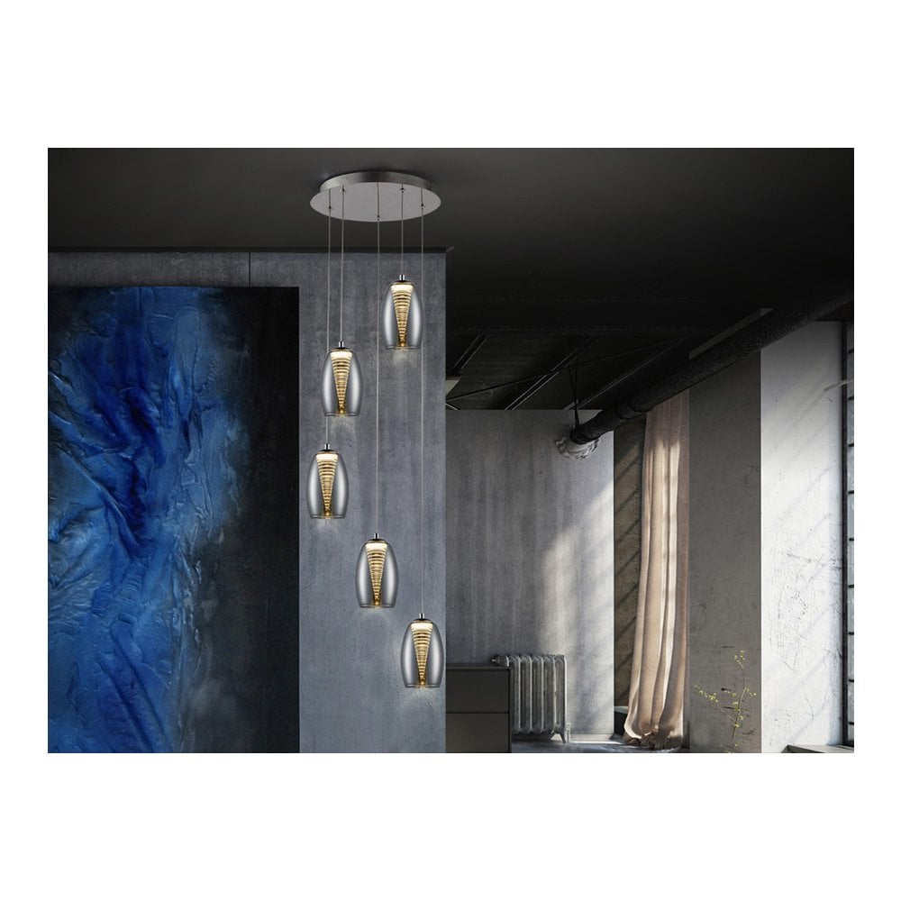 584438 Nebula 5 LED Light Pendant Chrome Clear