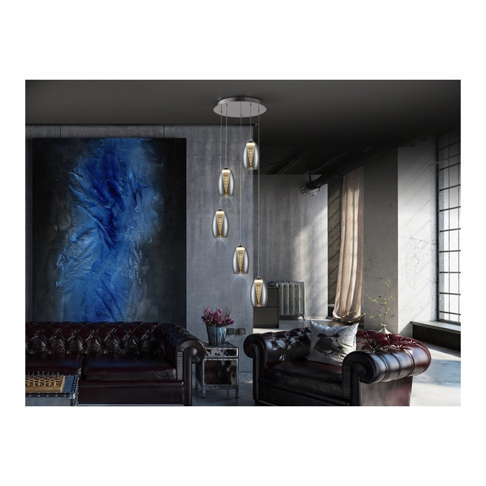 584438 Nebula 5 LED Light Pendant Chrome Clear