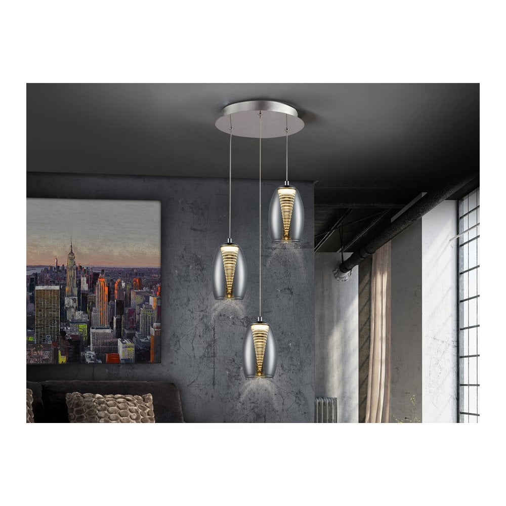 584326 Nebula 3 LED Light Pendant Chrome Clear