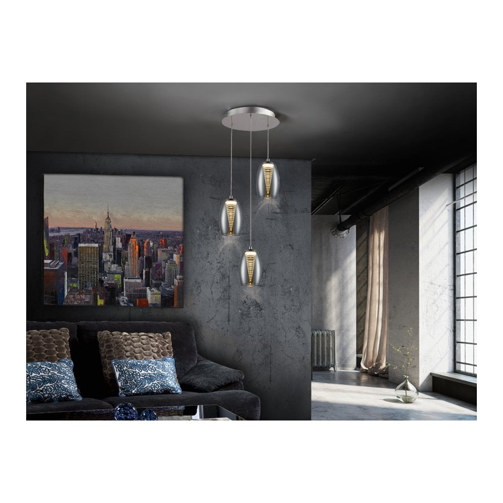 584326 Nebula 3 LED Light Pendant Chrome Clear